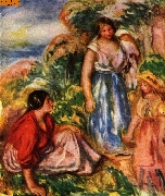 Zwei Frauen mit jungem M�dchen in einer Landschaft nach Renoir